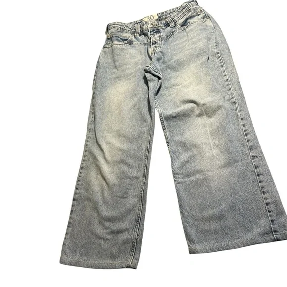 We The Free Relaxed Straight Wide Leg Button Fly Crop Jeans Sz 30 - Picture 3 of 12